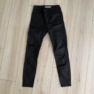 Top Shop Moto Coated Jamie Black Jeans Size w28